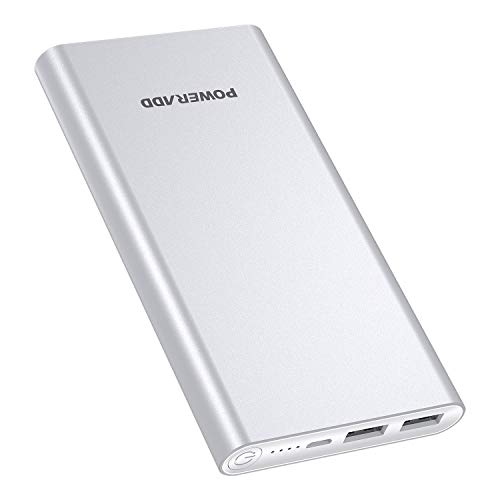 Poweradd Pilot 2GS 10,000mAh 3.4A Output Dual-Port Portable Charger External Battery Power Bank Compatible for iPhone, iPad, Samsung, most other Phones and Tablets-Silver