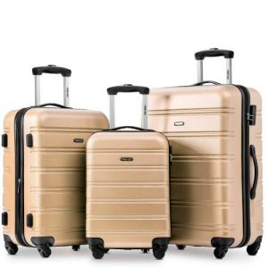SEAPHY Travelhouse Merax Ensemble de 3 valises extensibles Ensemble de 4 valises légères verrouillables à roulettes avec valise de voyage (Or)