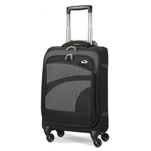 Valise de valise cabine noire Aerolite Lightweight 55cm, 4 roues, voyage, noir et gris Approuvé pour easyJet British Airways Ryanair et Plus
