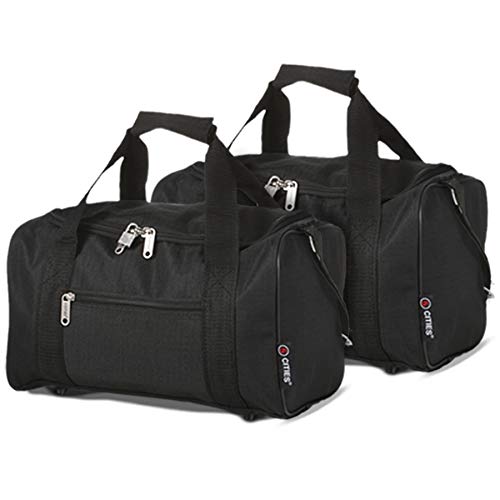 5 Cities 35x20x20 Ryanair Main Cabin Hand Luggage Holdall Flight Bag, Black Set of 2