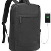 VASCHY Laptop Backpack for Men, Slim Laptop Backpack for 17 Inch Backpack with Waterproof Rain Cover Business Backpack with USB Charging Port -Black