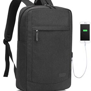 Sac à dos pour ordinateur portable VASCHY pour hommes, Sac à dos pour ordinateur portable Slim pour sac à dos de 17 pouces avec sac à dos de protection contre la pluie étanche avec port de charge USB – Noir