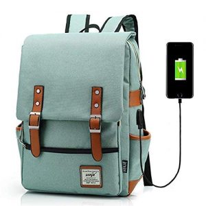 unlion Business Laptop Sac à dos Collège Étudiant Sac d’école Sac à dos de voyage avec sac de chargement USB Vert