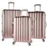 kensie 3 Piece Light Metallic Design 4-Wheel Luggage Set, Rose Gold Color Option