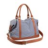 Women's Travel Duffle Bags, LOSMILE Ladies Canvas Weekend Overnight Carry on Shoulder Tote Bag Holdall Luggage Bags (Navy Blue Stripe)